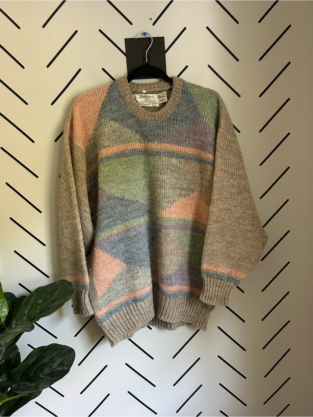 Vintage handcrafted made in Ireland wool sweater grandpa core